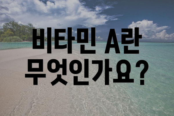 비타민 A란 무엇인가요?