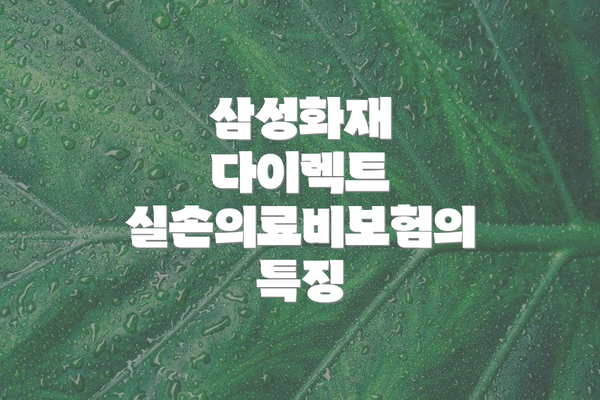 삼성화재 다이렉트 실손의료비보험의 특징