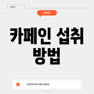카페인 섭취 방법