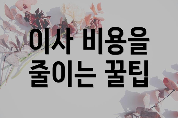 이사 비용을 줄이는 꿀팁