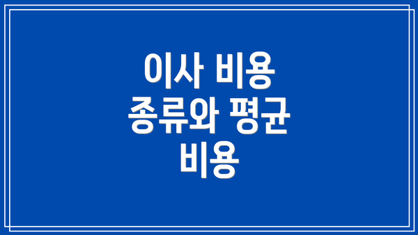 이사 비용 종류와 평균 비용