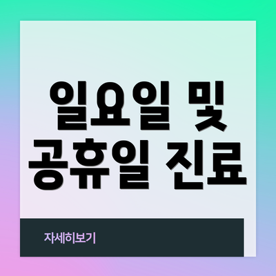일요일 및 공휴일 진료