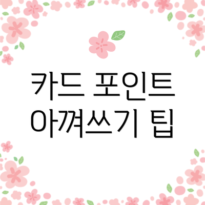 카드 포인트 아껴쓰기 팁